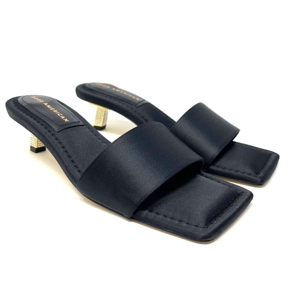 Good American Kickstand Slide Sandal Mules Black Size‎ 7 GA117K-X